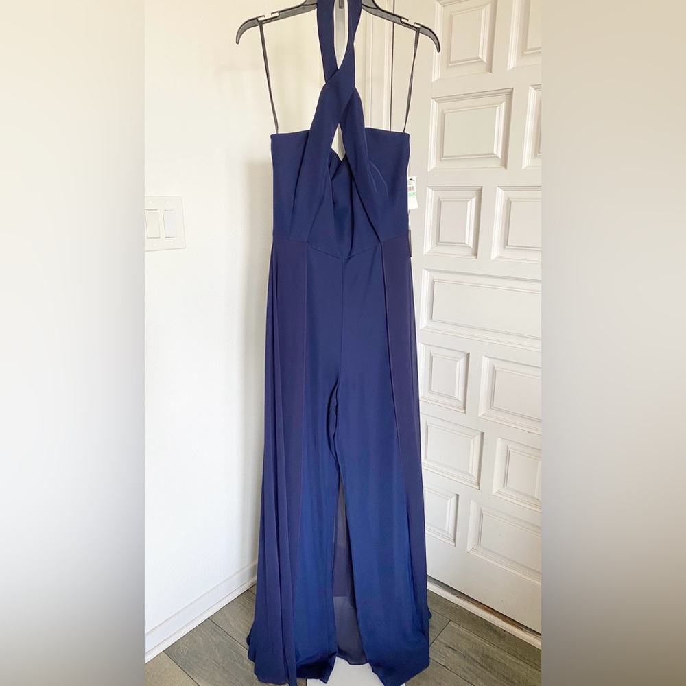 NWT Laundry by Shelli Segal Jumpsuit Inkblot Blue Long Train Size 8